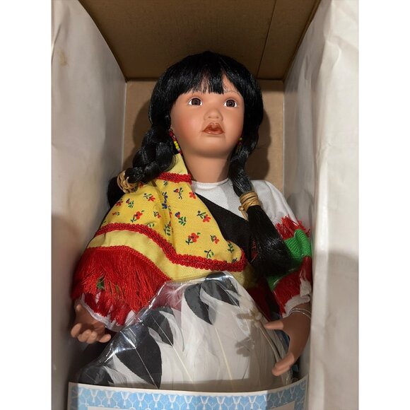 Ashton-Drake Native American Indian Princess Doll "Butterfly Dancer" Porcelain - Picture 4 of 14